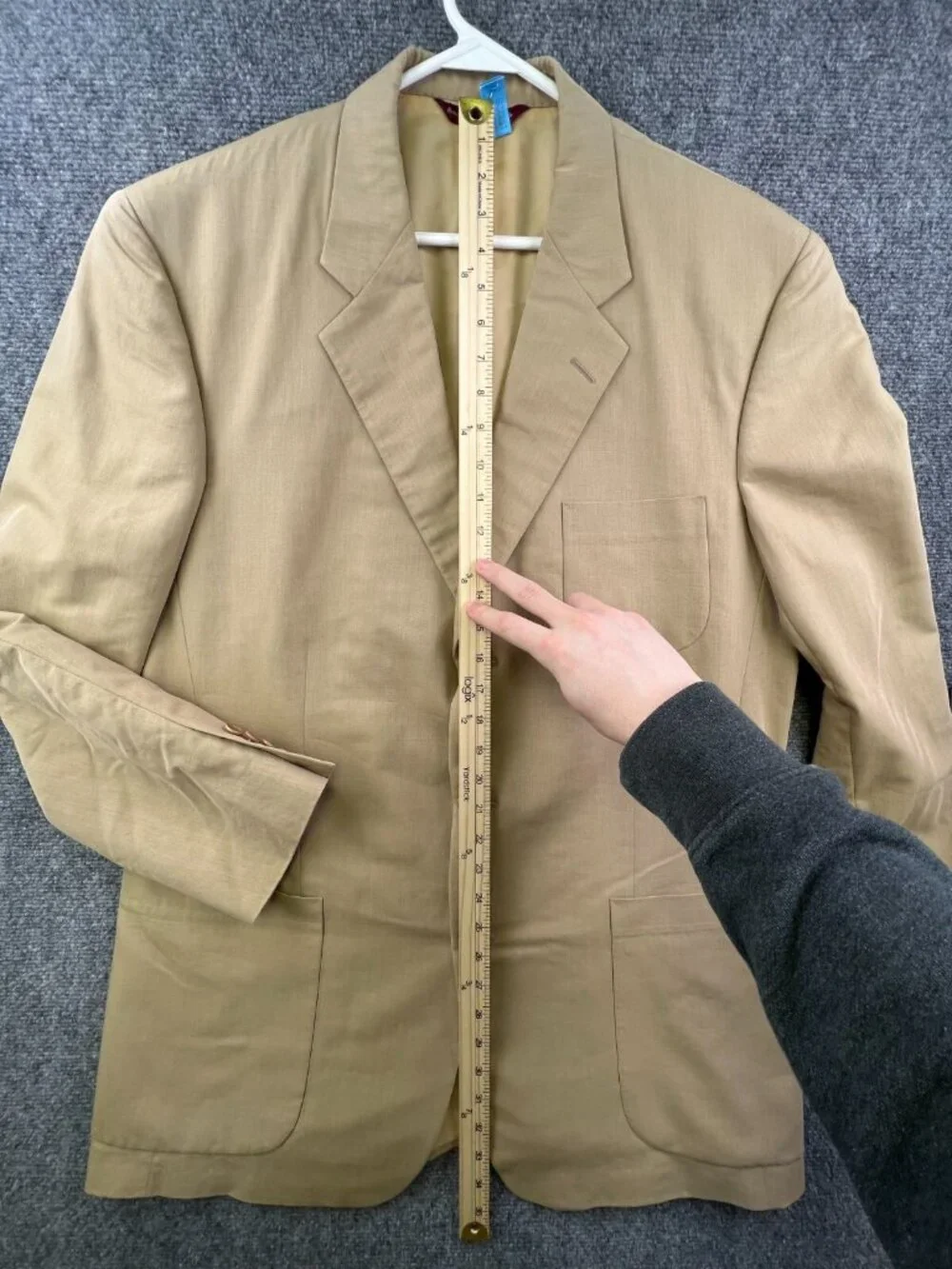 Samuelsohn Blazer Mens Tan 44L Long Wool Cotton Blend Suit Jacket Adult